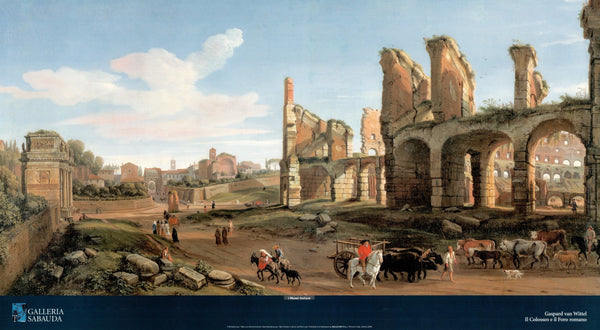 The Colosseum and the Roman Forum by Gaspard van Wittel - 20 X 36 Inches (Art print)