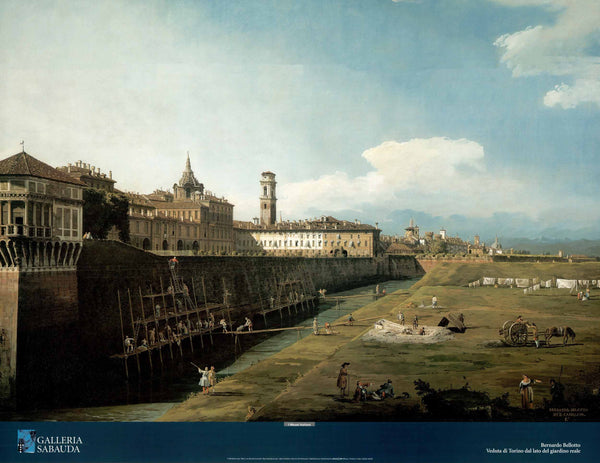 View of Turin from the side of the royal garden by Bernardo Bellotto - 28 X 36 Inches (Art print)