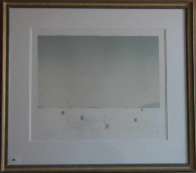 Ice Fishing, 1981 by Pichet - 28 X 32 Inches (Framed Etching Titled, Numbered & Signed) 02/100