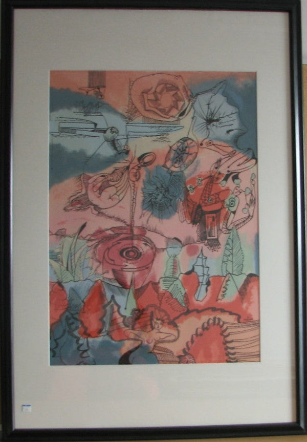 Water Fairies, 1960 by Alfred Pellan - 32 X 40 Inches (Framed Silkscreen / Sérigraphie)