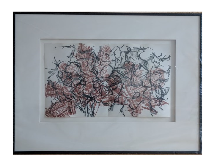 Untitled, 1967 by Jean-Paul Riopelle - 16 X 22 Inches (Black Metal Frame with Matt and Glass Ready to Hang)