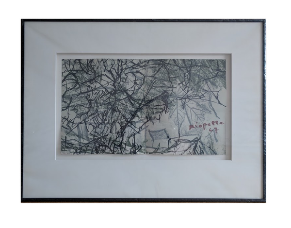 Été, 1967 by Jean-Paul Riopelle - 16 X 22 Inches (Black Metal Frame with Matt and Glass Ready to Hang)