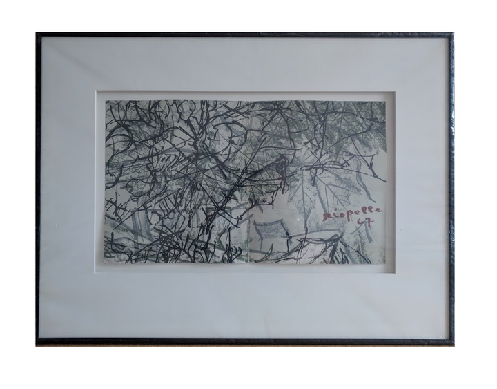 Été, 1967 by Jean-Paul Riopelle - 16 X 22 Inches (Black Metal Frame with Matt and Glass Ready to Hang)