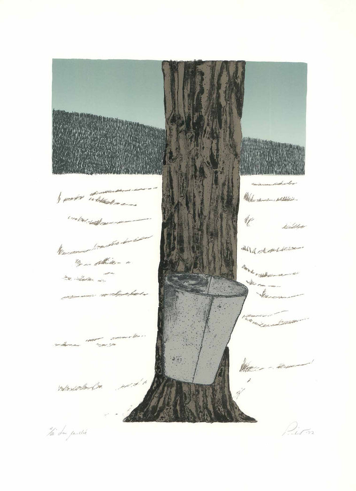 La Coulée, 1977 by Roland Pichet - 22 X 30 Inches (Etching Titled, Numbered & Signed) 11/50