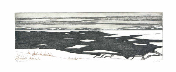 Ice Drifting, 1980 by Roland Pichet - 11 X 26 Inches (Etching Titled, Numbered & Signed) 03/75