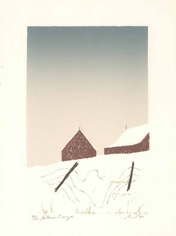 Batiment Rouges, 1981 by Roland Pichet - 11 X 15 Inches (Etching Titled, Numbered & Signed) 33/100