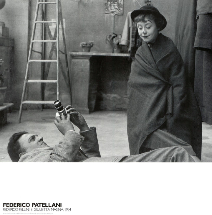 Federico Fellini and Giulietta Masina, 1954 by Federico Patellani - 27 X 27 Inches (Art Print)