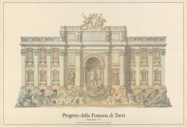 Progretto of the Trevi Fountain by Giovanni Battista Sale - 27 X 39 Inches (Art Print)