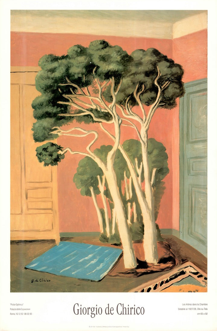 Trees in the Bedroom by Giorgio De Chirico - 24 X 26 Inches (Art Print)