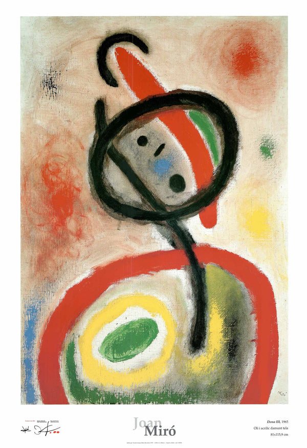 Dona III, 1965 by Joan Miro - 28 X 40 Inches (Art Print)