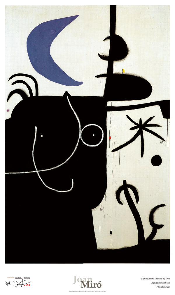 Woman in Front of the Moon II, 1974 by Joan Miro - 24 X 40 Inches (Art Print)