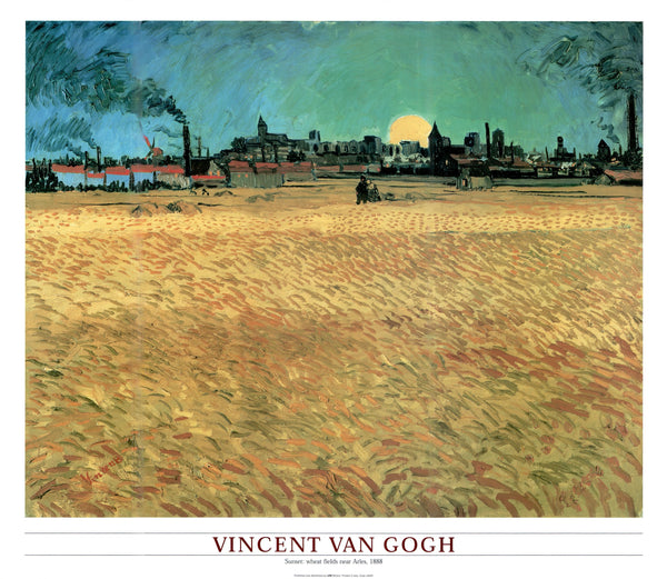 Summer greenhouse , wheat field at sunset , 1888 by Vincent Van Gogh - 24 X 28 Inches (Art Print)