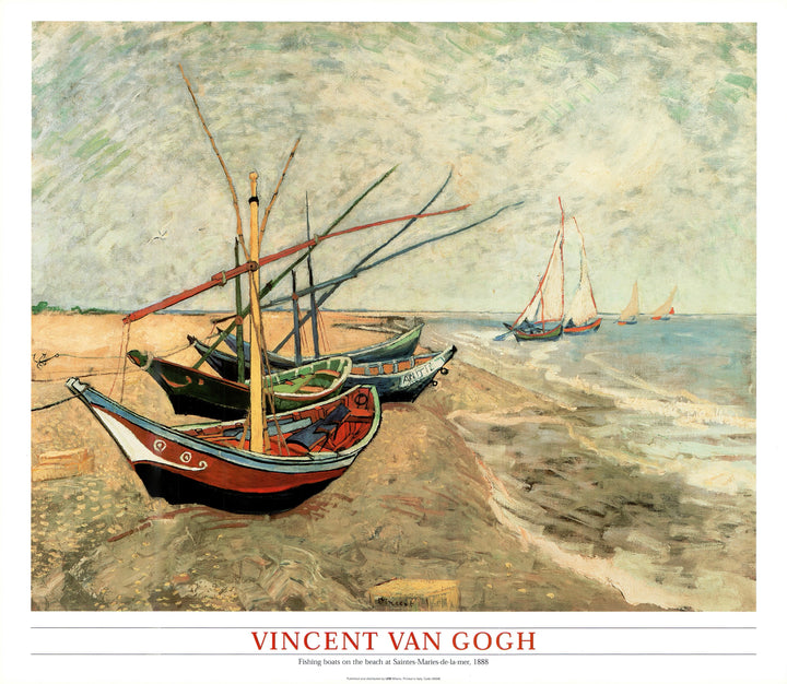 Fishing Boats on the Beach of Les-Saintes-Maries-de-la-Mer, 1888 by Vincent Van Gogh - 24 X 28 Inches (Art Print)