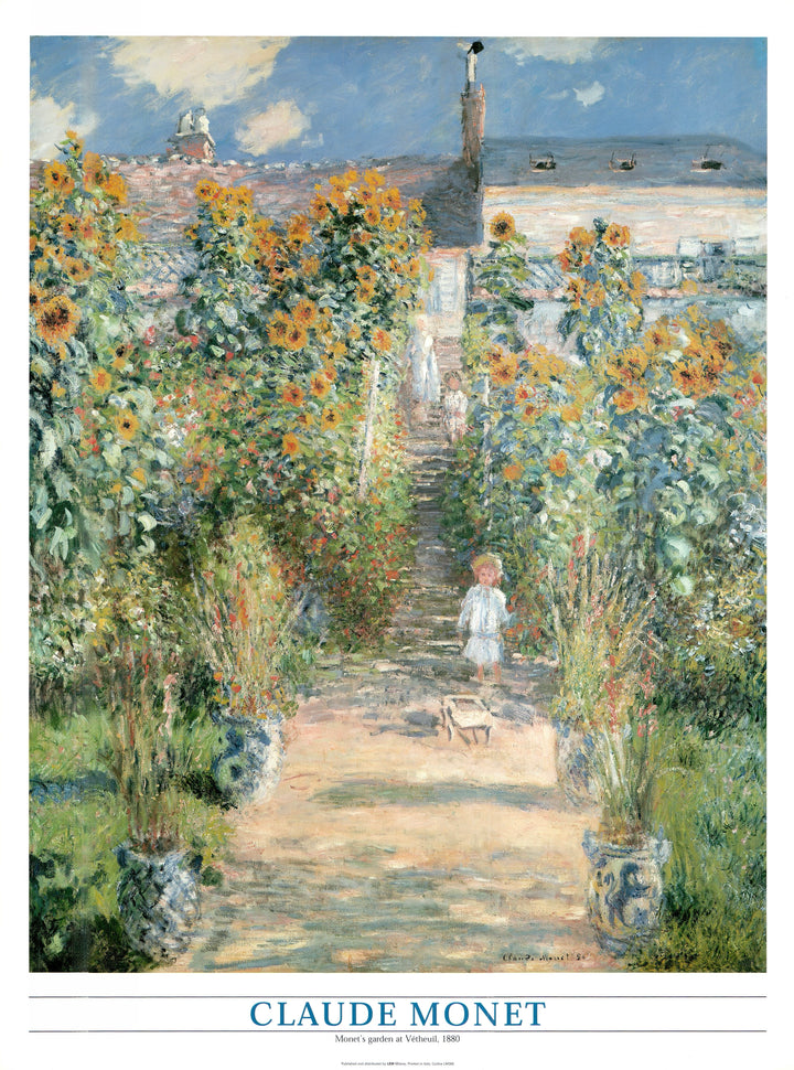 Monet's Garden at Vetheuil , 1880 by Claude Monet - 24 X 32 Inches (Art Print)