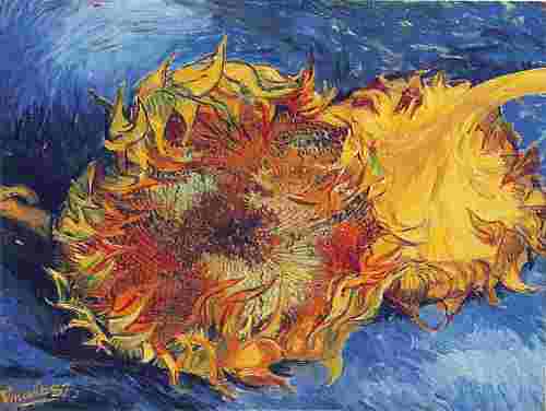 Still Life with two Sunflowers, 1887 by Vincent Van Gogh -  24 X 32 Inches (Art Print)