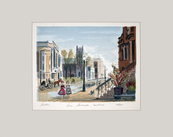 Rue Sherbrooke, Montréal, 1965 by Roger Cartier - 12 X 16 Inches (Lithograph with Matt Numbered & Signed) 223/300