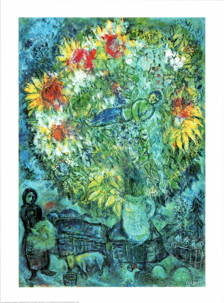 Les Tournesols by Marc Chagall - 24 X 32 Inches (Art Print)
