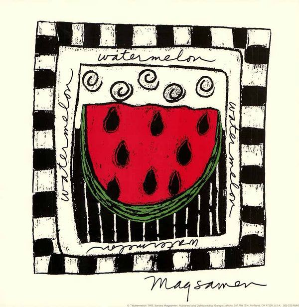 Watermelon by Sandra Magsamen - 13 X 13 Inches (Art Print)