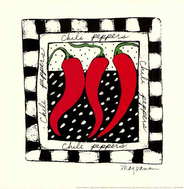 Chili Peppers by Sandra Magsamen - 13 X 13 Inches (Art Print)