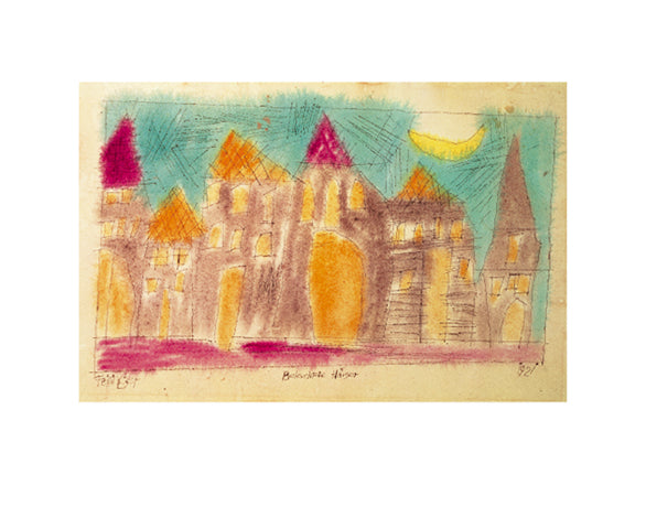 Beleuchtete Hauser, 1921 by Lyonel Feininger - 16 X 20 Inches (Watercolour / Aquarelle)