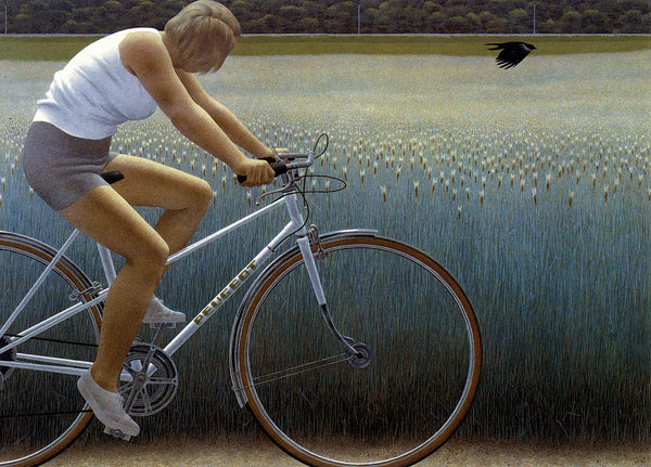 Cyclist and Crow by Alex Colville - 23 X 32 Inches (Art Print)