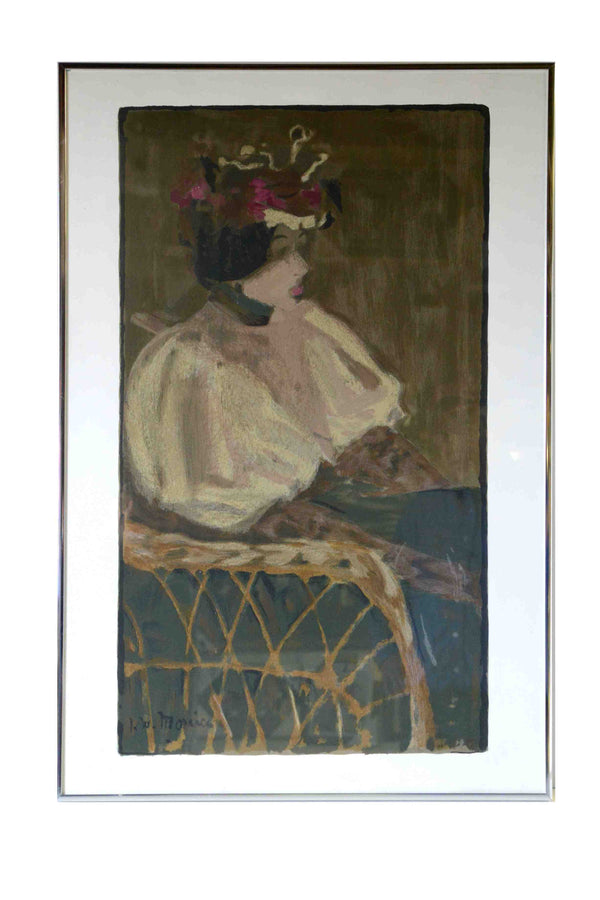 Woman in  a Wicker Chair by James Wilson Morrice - 24 X 36 Inches (Framed Silkscreen Stamp Print from the Markgraf Collection)