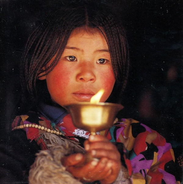Offering in the Jokhang temple, Lhassa, Tibet by Olivier Föllmi - 6 X 6 Inches (Greeting Card)