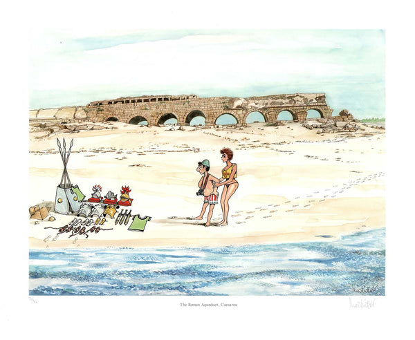 The Roman Aqueduct, Caesarea by Martin Holt - 19 X 23 Inches (Lithograph Numbered, Signed And Stamped) 114/300