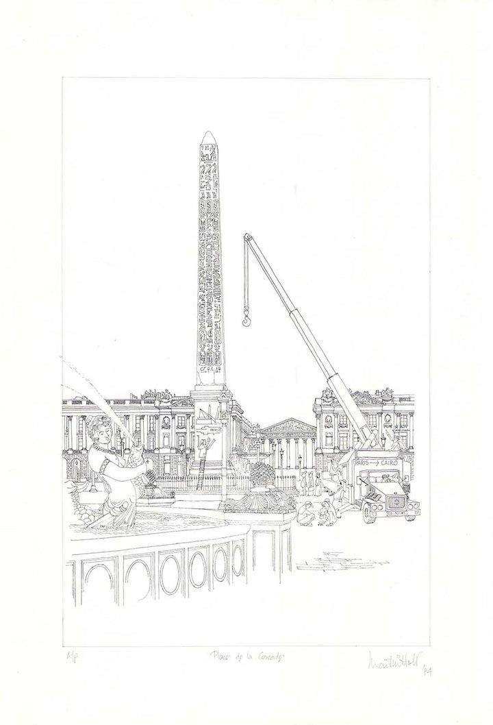 Place de la Concorde, 1984 by Martin Holt - 14 X 20 Inches (Lithograph Numbered, Signed) A/P