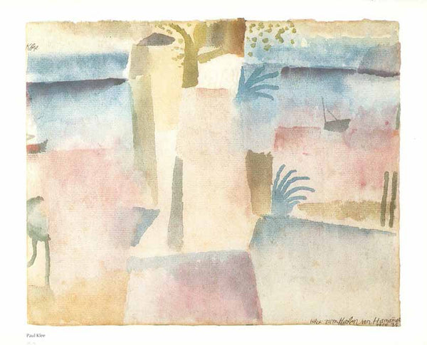 View of the Port of Hammamet, 1914 by Paul Klee - 10 X 12 Inches (Art Print)