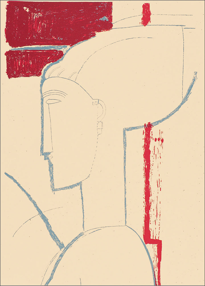 Sculptural Head by Amedo Modigliani - 24 X 36 Inches (Silkscreen / Sérigraphie)
