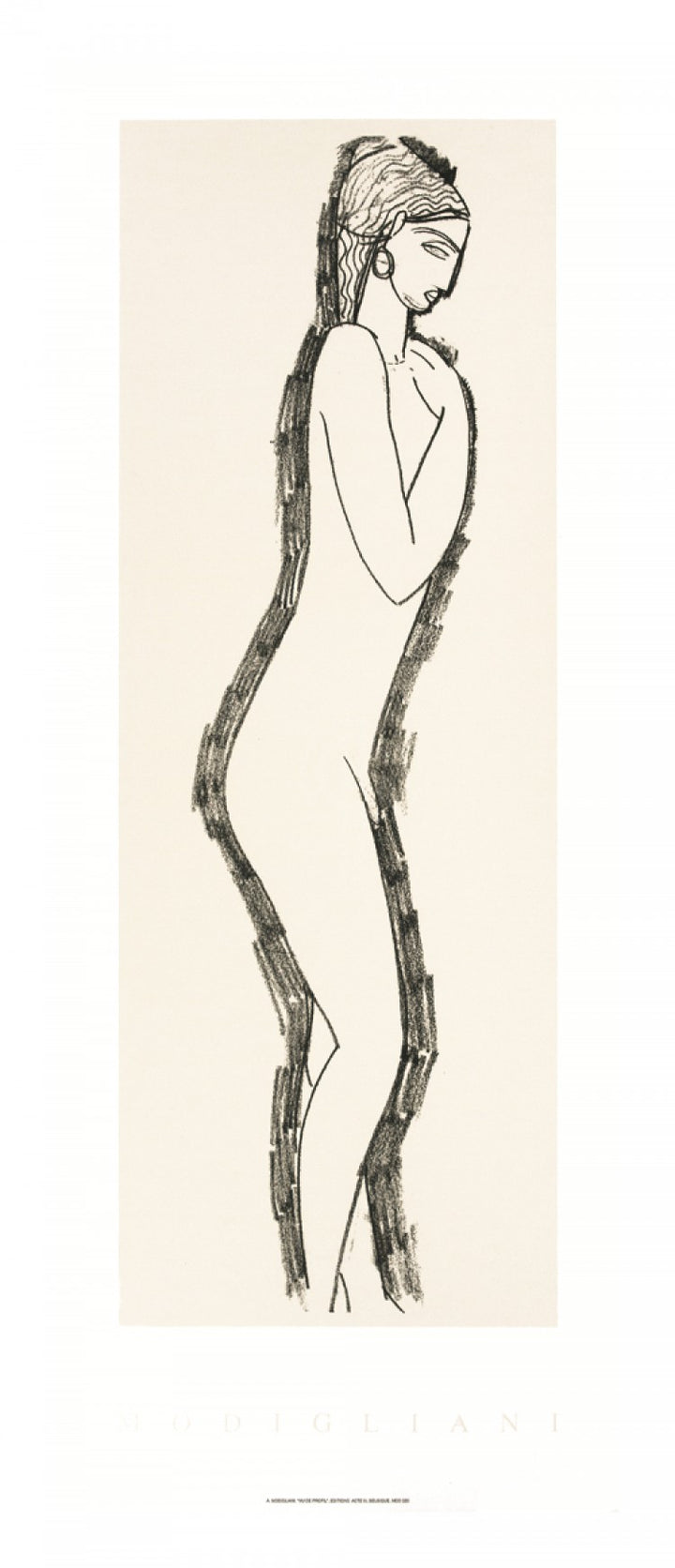 Nu de Profil by Amedeo Modigliani - 14 X 36 Inches (Silkscreen / Sérigraphie)