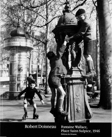 Fontaine Wallace, Place Saint-Sulpice, 1946 by Robert Doisneau - 16 X 20 Inches (Art Print)