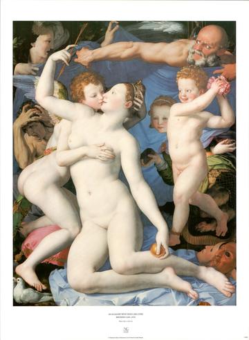 An allegory with Venus and Cupid by Agnolo Bronzino - 23 X 31 Inches (Art Print)