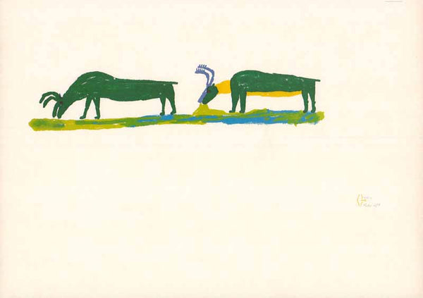 Caribou Grazing, 1979 by Anguhadlug / Akuliaq - 11 X 16 Inches (Art Print)
