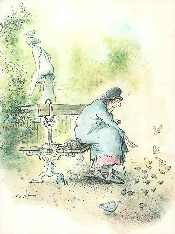 In the Gardens of the Palais-Royal, Paris, 1976 by Ronald Searle - 10 X 12 Inches (Art Print)