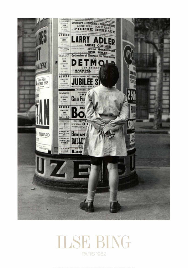Patrice et la Colonne Morris, Paris, 1952 by Ilse Bing - 20 X 28 Inches (Art Print)