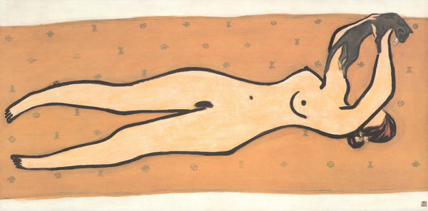 Nude with a Cat by Sanyu - 20 X 40 Inches (Silkscreen)