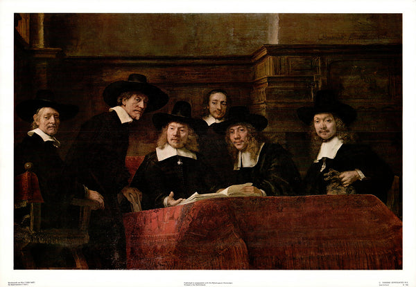 The Syndics, 1661 by Rembrandt - 22 X 31 Inches (Art Print)