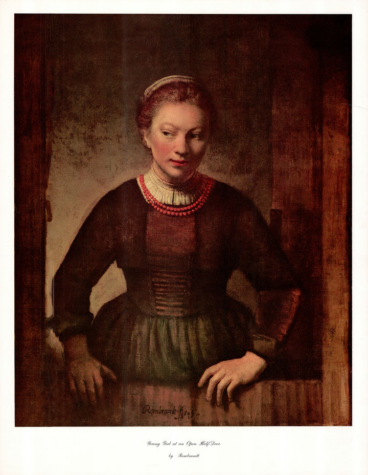 Young Girl at an Open Half-Door, 1645 by Rembrandt - 22 X 28 Inches (Art Print)
