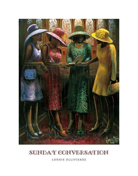 Sunday Conversation by Lonnie Ollivierre - 22 X 28 Inches (Art Print)