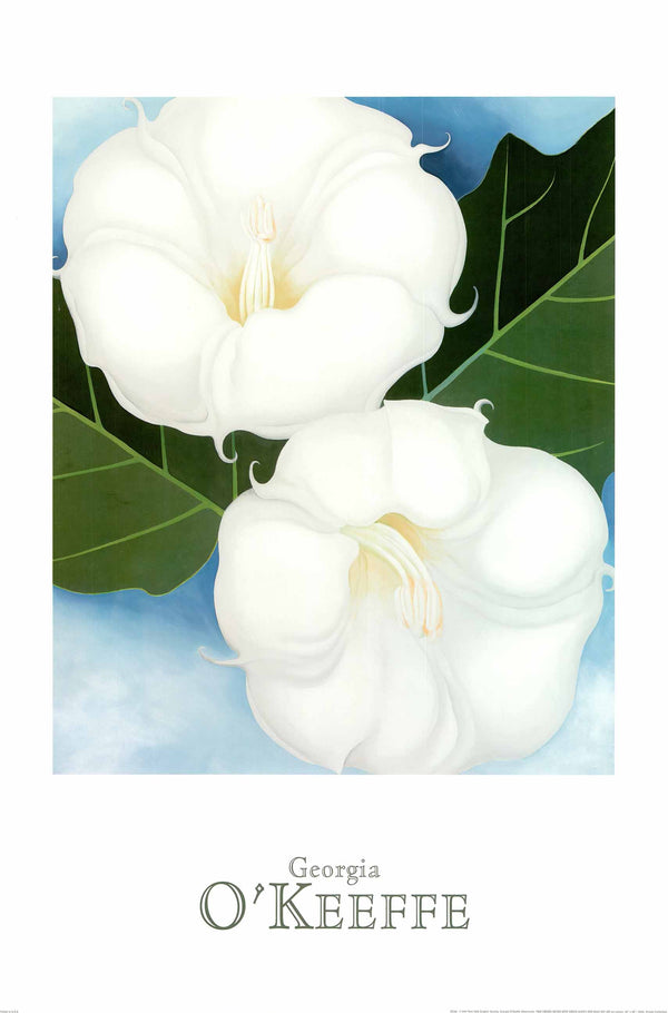 Two Jimson Weeds with Green Leaves and Blue Sky, 1939 by Georgia O'Keeffe - 24 X 36 Inches (Art Print)