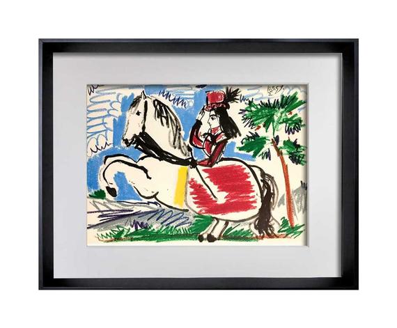 Jacqueline on Horseback III, 1959 by Pablo Picasso - 10 X 15" (Framed Lithograph)