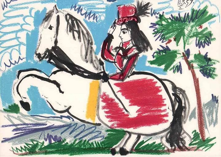 Jacqueline on Horseback III, 1959 by Pablo Picasso - 10 X 15 Inches (Lithograph)
