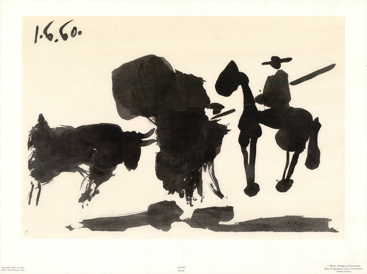 Corrida, 1960 by Pablo Picasso - 18 X 24 Inches (Fac-simile couleur a la main)