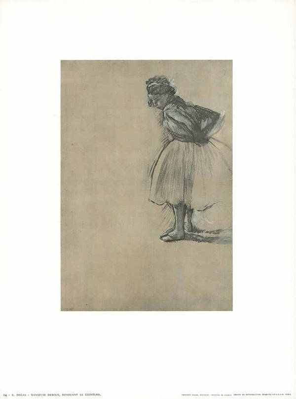 Standing Dancer, Renewing Her Belt by Edgar Degas - 10 X 12 Inches (Art Print)