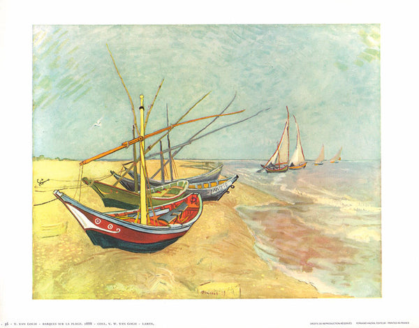 Barques sur la plage by Vincent Van Gogh - 10 X 12 Inches (Art Print)