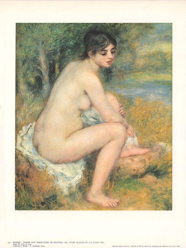 Nude seated in a landscape by Renoir - 10 X 12 Inches (Art Print)