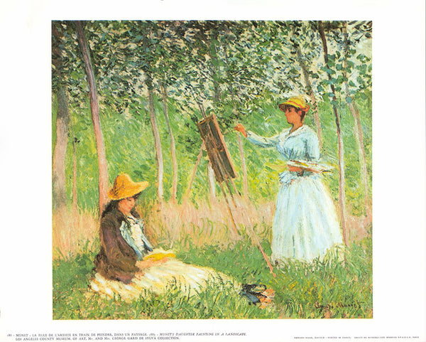 Monet's daughter painting in a landscape by Monet  - 10 X 12 Inches (Art Print)