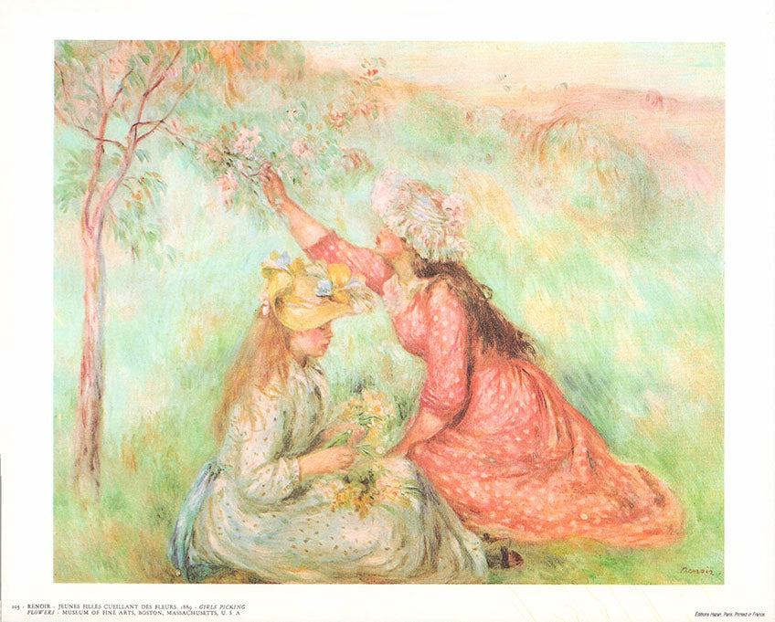 Girls picking flowers by Pierre Auguste Renoir - 10 X 12 Inches